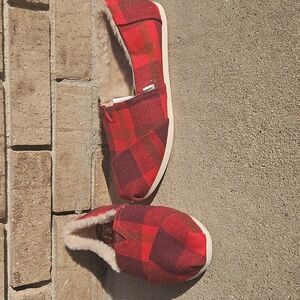 Toms Red Plaid Shoes